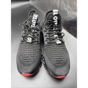 Mens Black & Red Fashion Lace Up Blade Running Shoes Size 44 US 10.5 New W/o Box